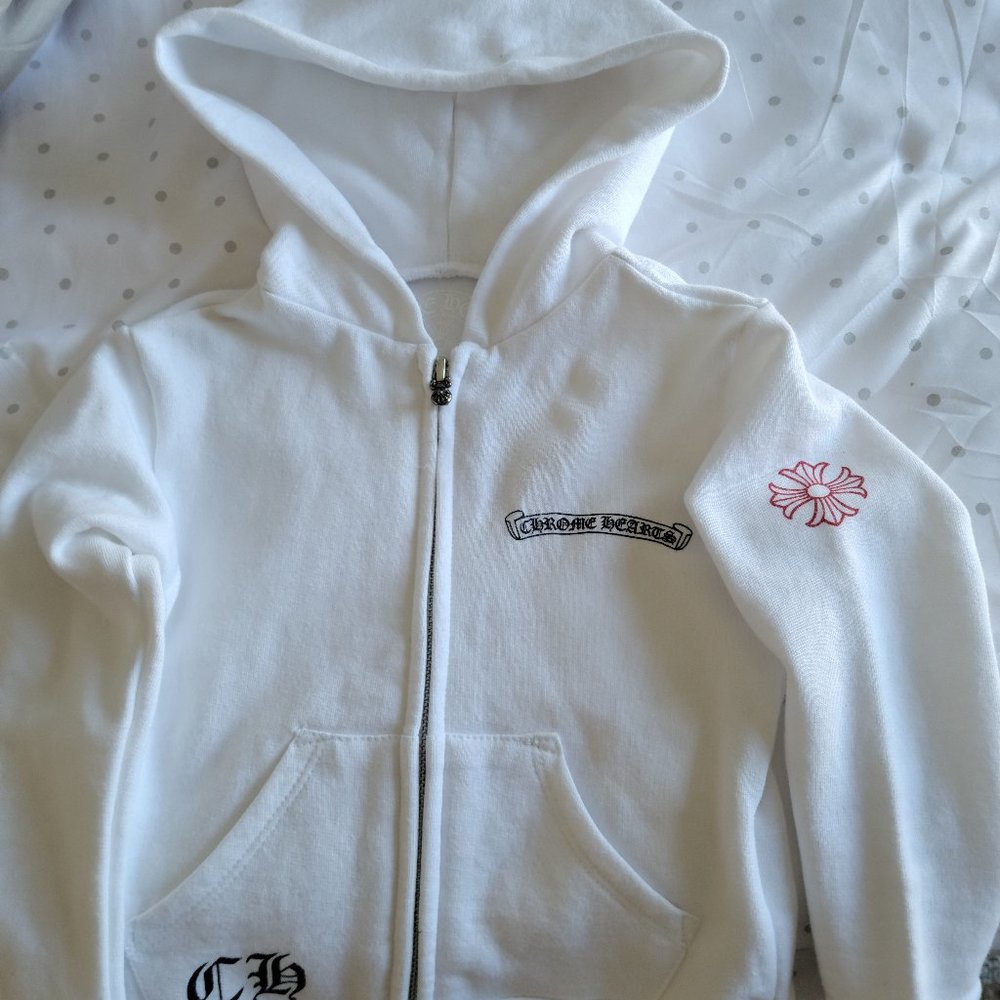 Silver zipper chrome hearts hoodie ♥️